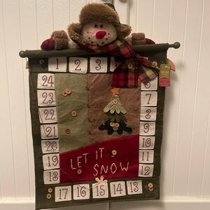 Advent Christmas Calendar Snowman Felt NWT